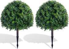 Árbol topiario de boj artificial resistente a los rayos UV 27,6" - Juego de 2 para hogar y jardín