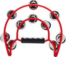 Tambourine with Double Row Metal Jingles Hand Held Percussion Tambourines Musica