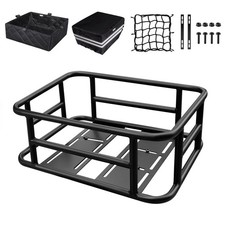 Bike Basket Rear Rack with Cargo Net, Liner and Waterproof Cover,Heavy Duty B...