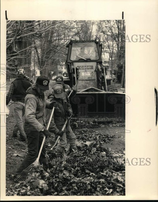 #ad Press Photo Rakers with Oneida Department of Public Works collecting Leaves $24.99