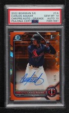 2022 Bowman Sapphire Edition Orange 18/25 Carlos Aguiar PSA 10 GEM MT Auto 16rl
