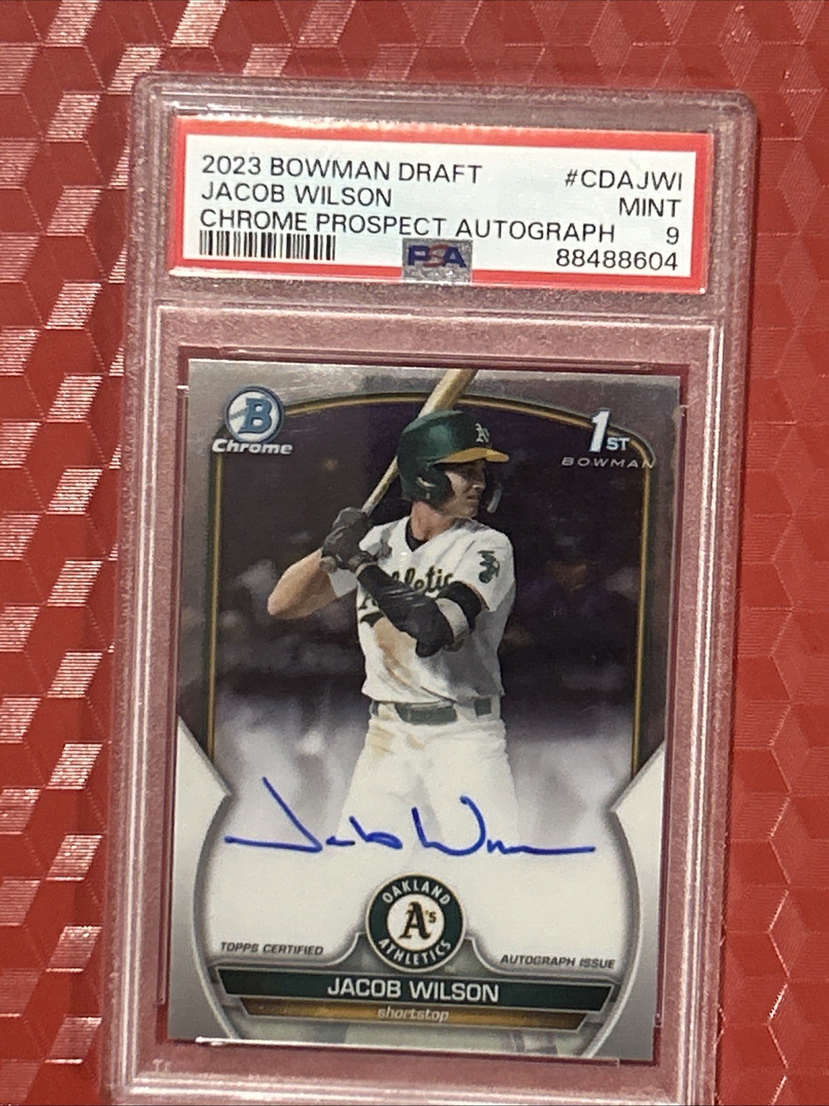 PSA 9 2023 Bowman Draft Jacob Wilson Chrome Prospect Autograph Bowman 1st🔥
