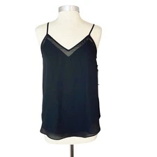 1. STATE Black Tank Top Women's Sz S Chiffon Sheer Sexy Whimsigoth Ethereal