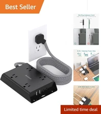 Wide Spaced 5ft Surge Protector Power Strip with USB-C Ports for Smart Charging