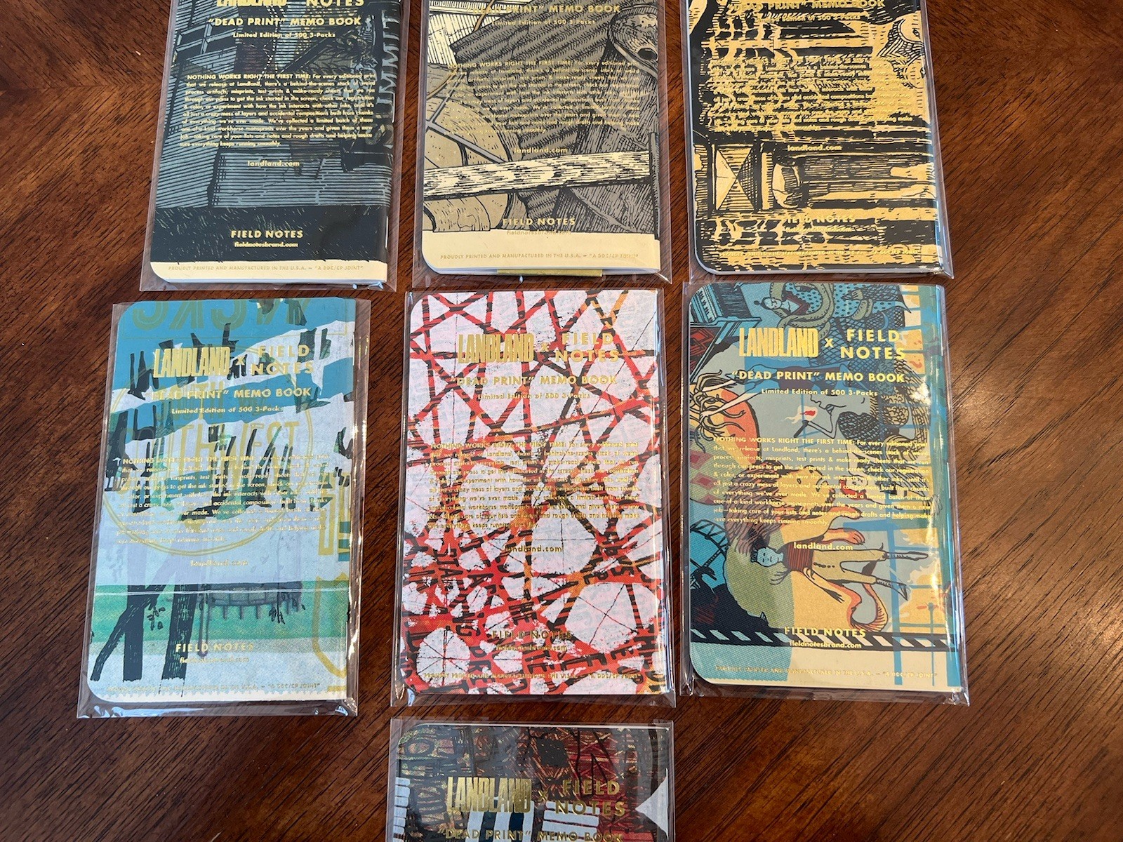 Field Notes Landland Dead Print Lot 7 Notebooks 