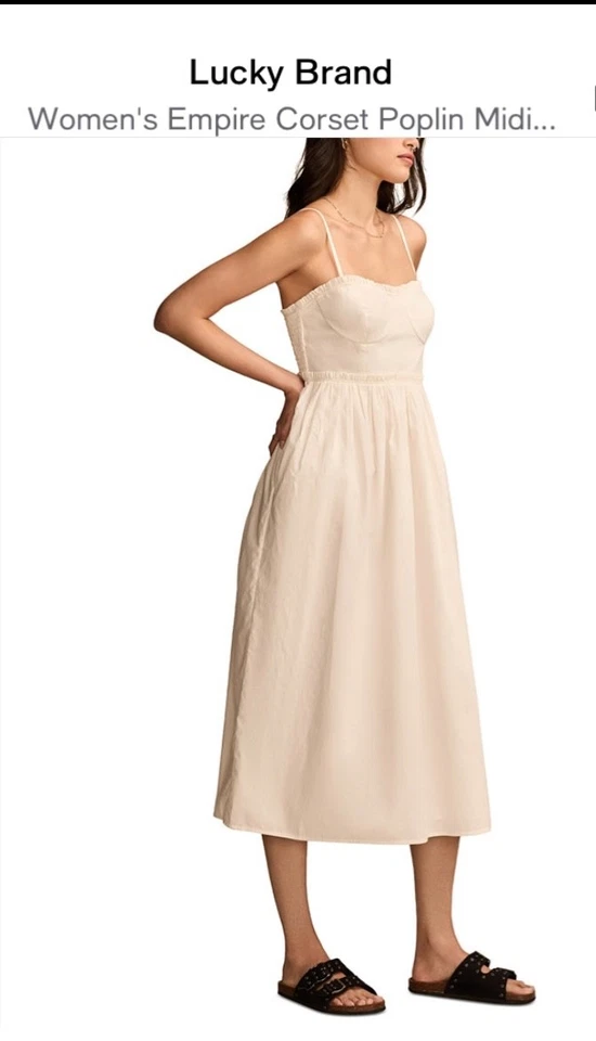 Lucky Brand empire cotton poplin corset midi dress - Image 3 of 4