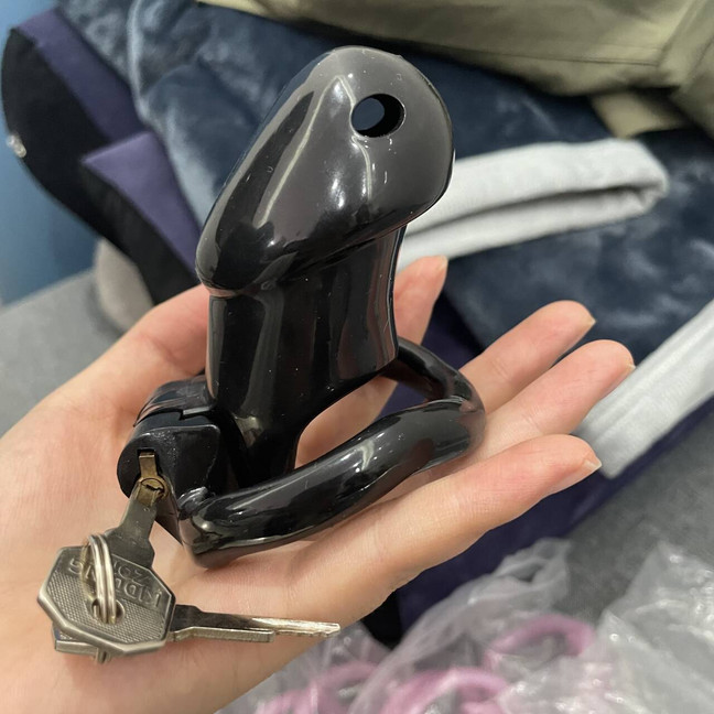 Male Resin Chastity Cage Bondage Classic Men's Lockable Device with 4 Sizes Ring
