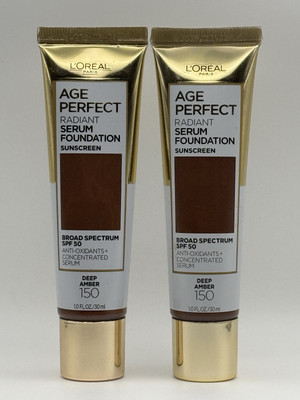 BUNDLE of 2 Loreal Age Perfect Radiant Serum Foundations #150 DEEP AMBER - NEW