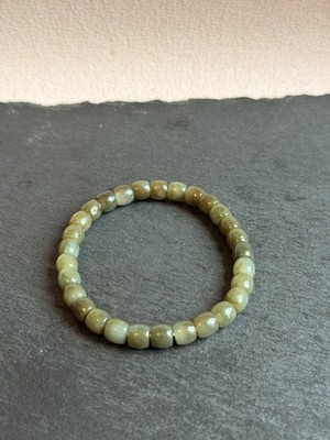 Premium Hetian Nephrit Jade Armband 7 mm tief olivgrün Fassschliff Perlen 