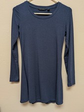 H by Halston Heritage Tunic Top Womens XXS Blue Long Sleeve Stretch Knit A270800