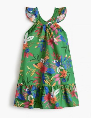 Crewcuts J Crew Girls Tropical Floral Ruffle Dress Size 12 NWT $79.50 Retail