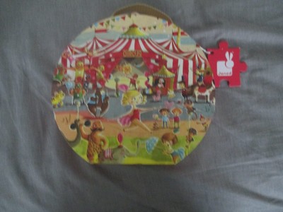 Janod Circus Puzzle Large 54 pieces Ages 5 -8 w/Cardboard Carry Case w/Poster