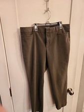 Banana Republic Women's Stretch Size 12 Olive Green Pants Straight Leg Mid Rise