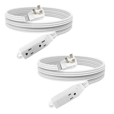 6 Ft 3 Outlet Extension Cord with Flat Plug, 3 Prong Grounded, 16/3 SPT-3 Pow...