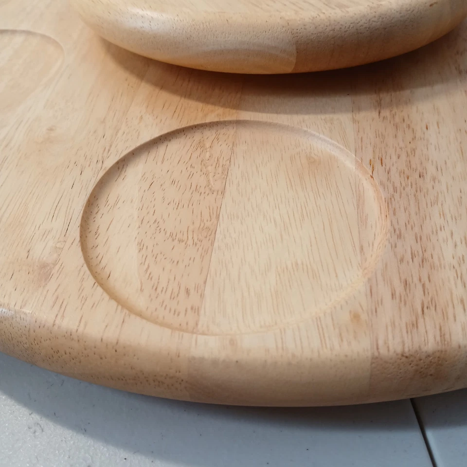 Large Vintage Hardwood Oak LAZY SUSAN Divided Platter Kitchen Organizer 18” - Image 3 of 4