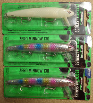 Lot of 3 New SPRO Essential Series Zero Minnow 130 Wake Bait Fishing Lures