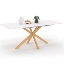 Table à manger extensible rectangle ALIX 6-10 personnes pied araignée bois et pl