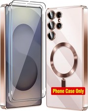Phone Case for Samsung Galaxy S25 Ultra, Clear Luxury, Shockproof, Rose Gold