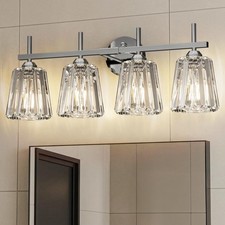 KernLite Crystal Bathroom Light Fixtures Over Mirror, Chrome 4Light Bathroom ...