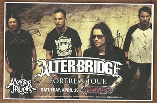 Alter Bridge autographed gig poster Myles Kennedy Mark Tremonti Brian Marshall