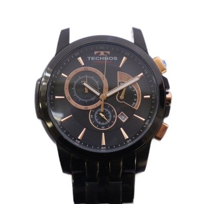 TECHNOS T9A37BB Quartz Chronograph Black Stainless Steel Timepiece