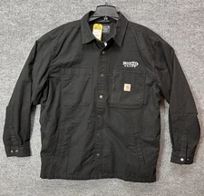 New Carhartt Canvas Fleece Lined Snap Front Shirt Jac Men’s XL Black Big B Crane