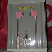 heyday Heart Pink In-Ear Earbuds 3.5mm Jack Double Earpiece F423655-04/25