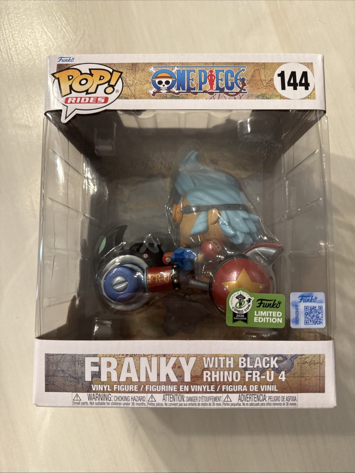 Funko Pop! Rides Deluxe: One Piece Franky With Black Rhino FR-U 4 (ECCC) #144