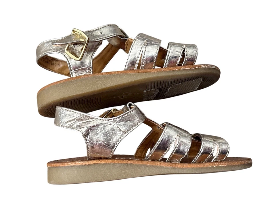 COLE HAAN 学步女孩 7 码金色 Lil Cala 踝带平底凉鞋 — 第 2/4 张图片