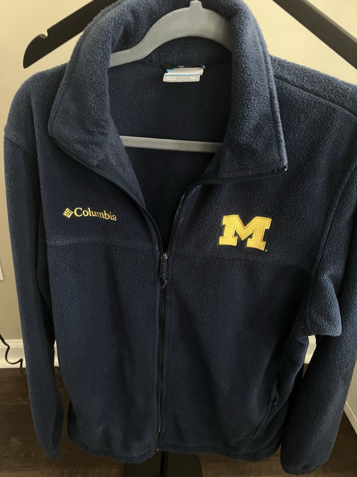 Columbia Fleece Michigan Wolverines Full Zip Coat Jacket Mens Size Medium thumbnail 2