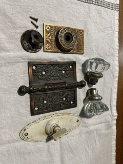 Antique Misc Door Hardware Brass Hinge Glass Door Knobs door bell parts