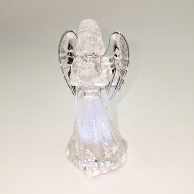 Engel mit Harfe aus Acryl silberne Flügel + Glitzerkleid - Engel mit Timer 11cm