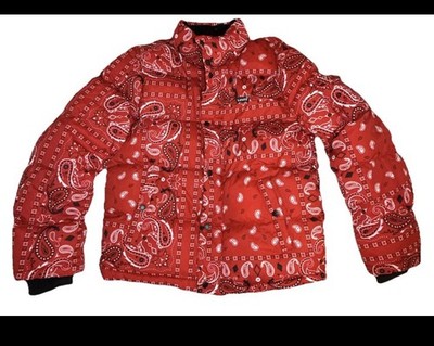 Mens Levi's Red Paisley Bandana Puffer Jacket Coat Size Small S NWT