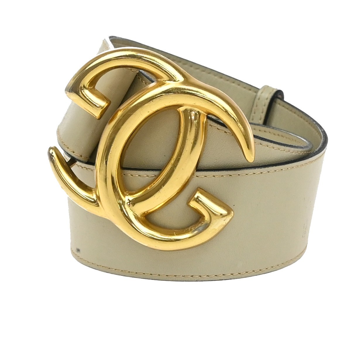 GUCCI GG Logo Interlocking Belt 65 Leather Beige GHW Made in Italy