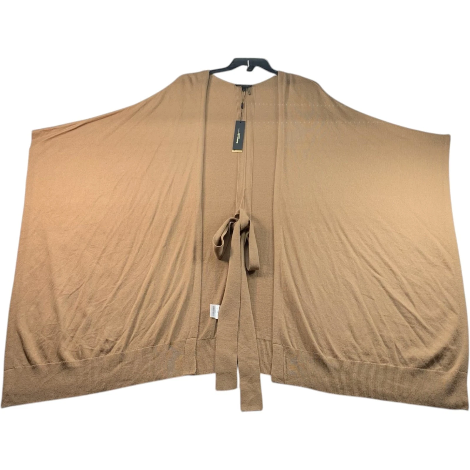 Donna Karan Poncho Sweater Womens Size Medium Tan Belted Sleeveless New