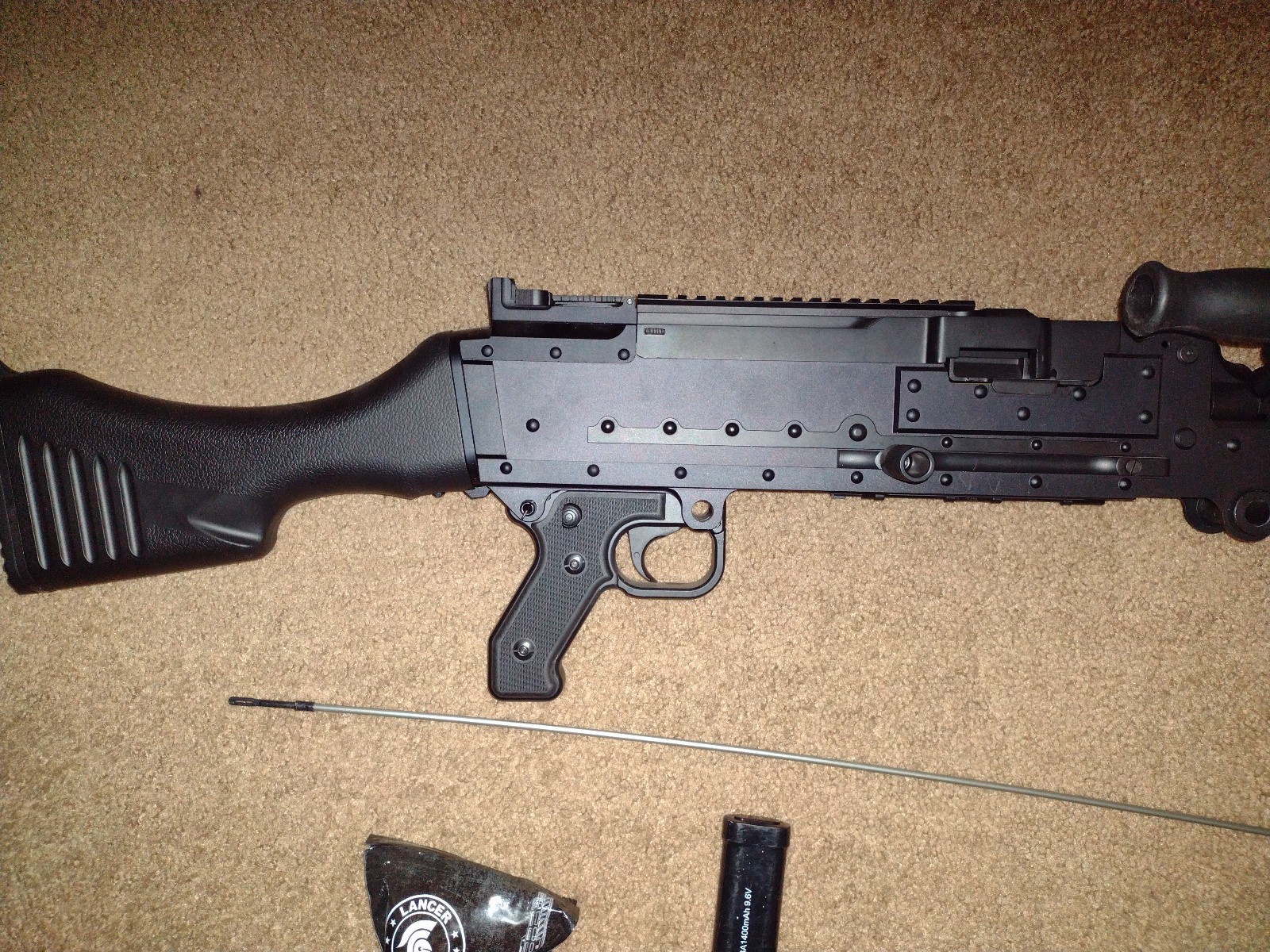 Lancer Tactical Full Metal FN M240B Airsoft AEG MMG Belt Fed W/Box mag