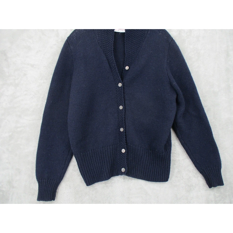 Suéter Vintage Talbots Mujer Grande Lana Cárdigan Chal Cuello Preppy Azul Marino Foto 4 de 4