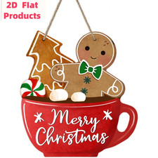 Christmas Gingerbread Man Door Hanging Wooden Ornament Welcome Sign