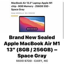 Apple MacBook Air M1 13 2020 8GB RAM 256GB SSD Space Gray NEW SEALED