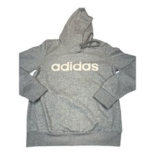 Adidas Women's Gray Spell Out Logo Hoodie Pullover S Drawstring
