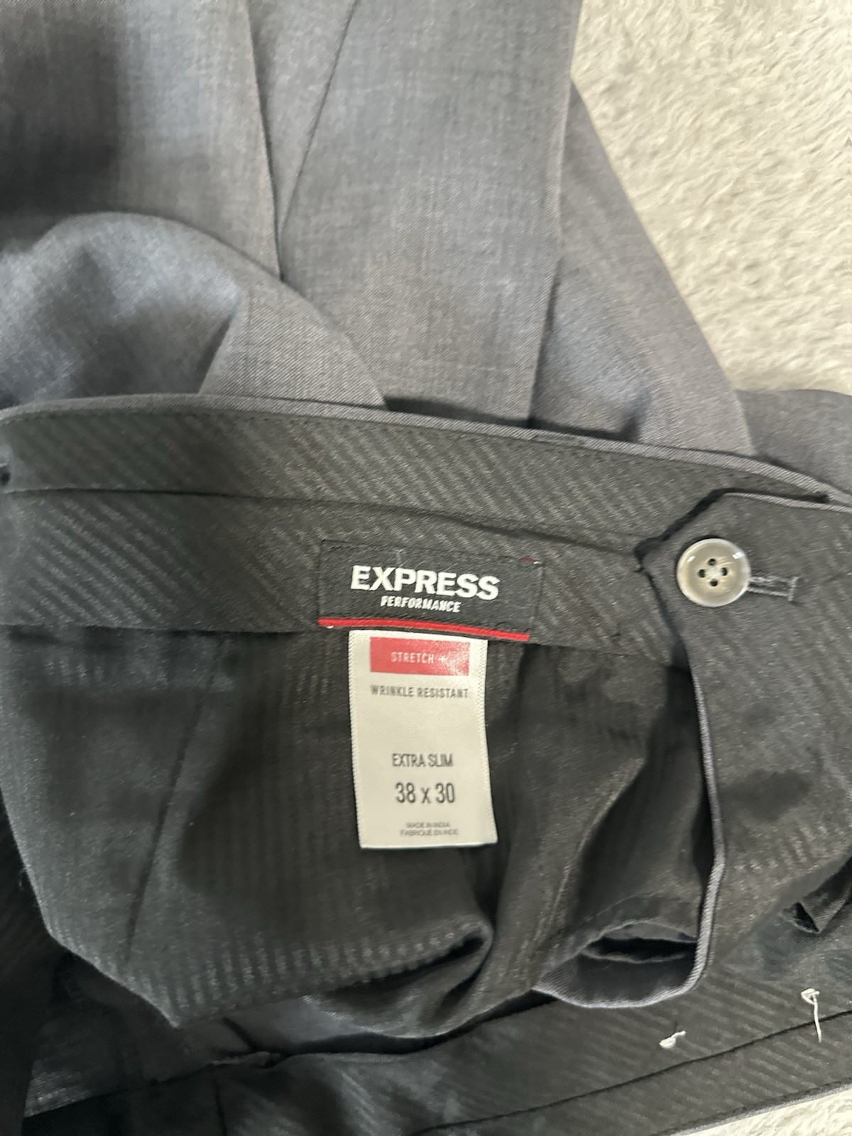 Express Performance Extra Slim Mens Gray Wool Ble… - image 7