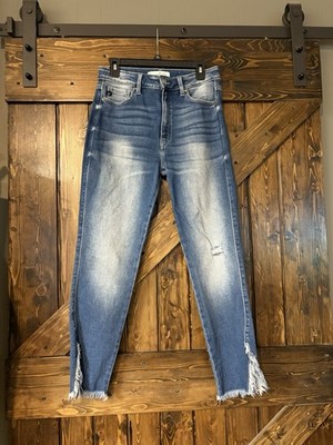 KanCan Jeans Womens 11/29 Blue High Rise Distressed Ankle Cut#36555