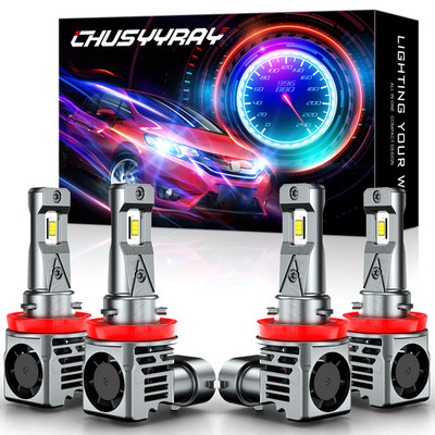 Set 4 H8/H9/H11 LED High Beam Low Beam 6000K For Nissan Maxima 2016 2017 2018