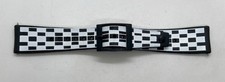 NEW NOS Swiss Made VTG Black/White Silicone Sports Diver Watch Band RK