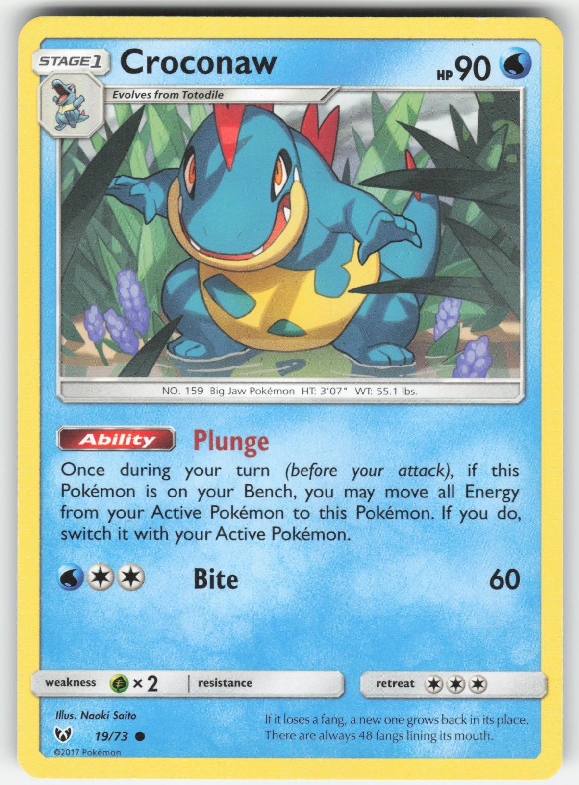 Croconaw 19/73 Common Shining Legends Pokemon Lightly Played