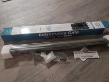 Cumbor Retractable Baby Gate for Stairs, 33" Tall, Extends to 55" Wide, Gray 