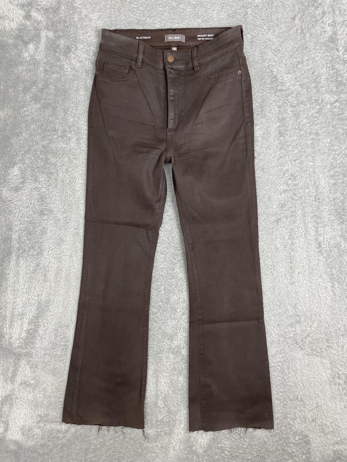 DL1961 Bridget Boot Jeans Womens 28 Brown Chestnut High Rise Instasculpt Crop