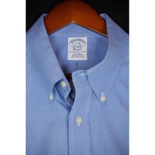 Brooks Brothers Mens 17-35 Blue Micro Check Non-Iron Supima Shirt