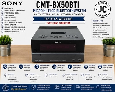 Sony CMT-BX50BTI Micro Hi-Fi CD Bluetooth iPod Dock AM/FM Stereo - Tested & Work