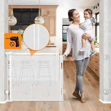 No Drill Retractable Baby Gates  55” Wide Mesh